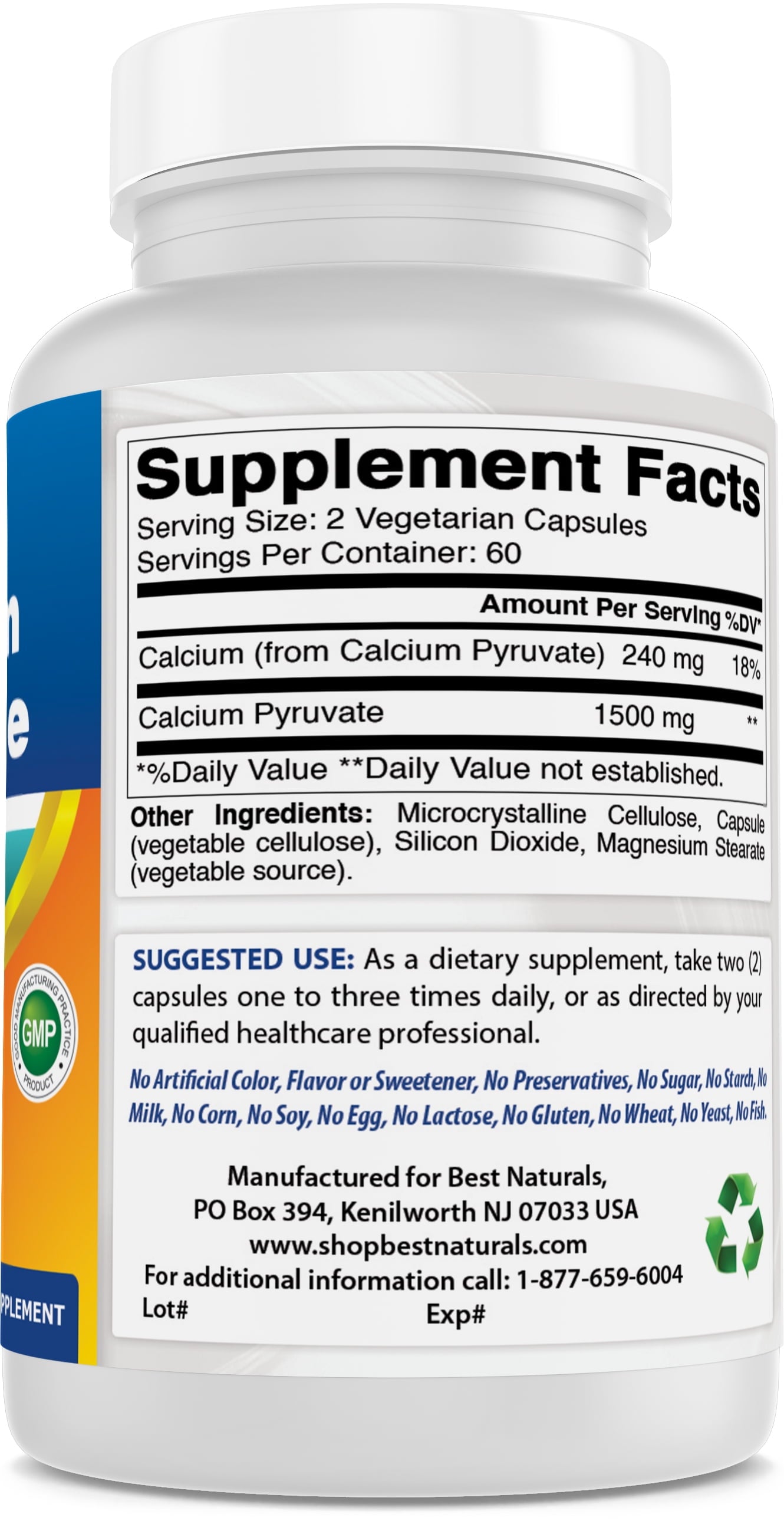 2 Pack Calcium Pyruvate 750 Mg 120 Capsules