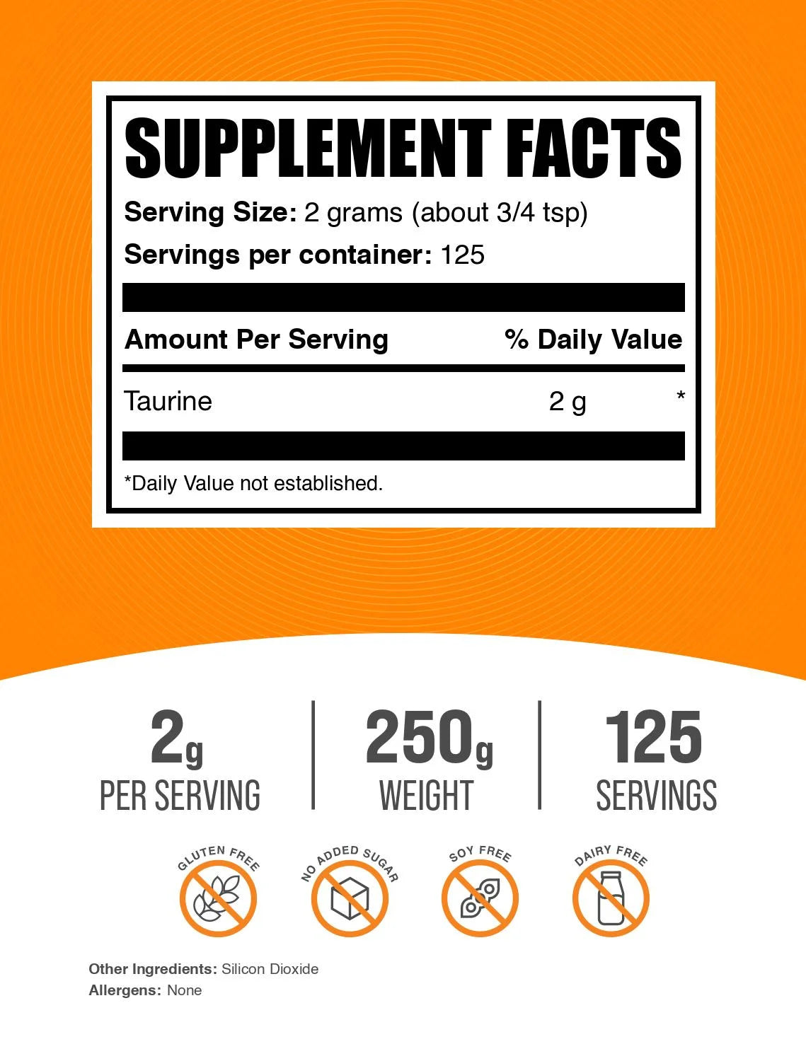 Bulksupplements Taurine Capsules - Gluten Free, 2000Mg per Serving (360 Capsules - 90 Servings)