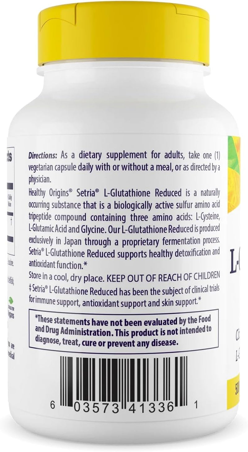 L-Glutathione (Setria) Reduced, 500 Mg - Immune Support Supplement - Collagen & Antioxidant Support - Gluten-Free Supplement - 150 Veggie Capsules