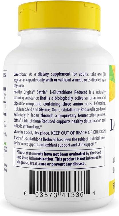 L-Glutathione (Setria) Reduced, 500 Mg - Immune Support Supplement - Collagen & Antioxidant Support - Gluten-Free Supplement - 150 Veggie Capsules